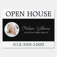 Black White Photo Open House Real Estate  Sign