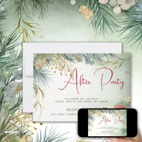 Winter After Party Watercolor Greenery  Invitation