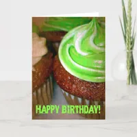 Happy Birthday Green Cupcake Card