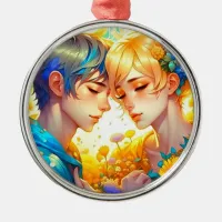 Romantic Couple's Gift | Anime Boy and Girl Metal Ornament