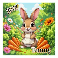 Busy Bunny | Cute Cartoon Kid's Nursery Art