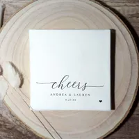 Cheers Cocktail Napkins Heart Modern Wedding