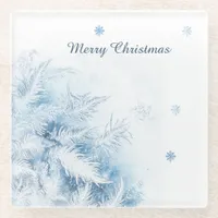 Beautiful Winter Frost Christmas Glass Coaster