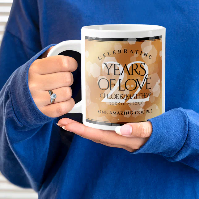 Elegant 22nd Copper Wedding Anniversary Giant Coffee Mug