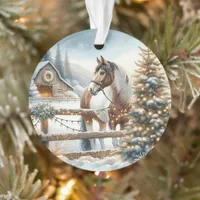 Brown and White Horse Personalized Christmas   Ornament