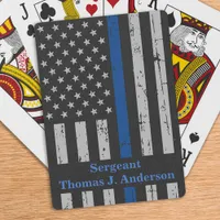 Police Officer Personalized Vintage Thin Blue Line Poker Cards