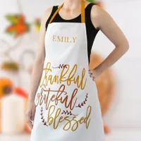 Thankful Grateful Blessed Name Terracotta White Apron