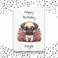 Pug and Coloring Page Personalized Birthday Card