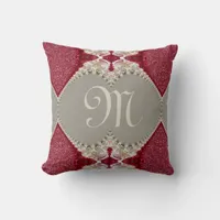 Magenta Pink Lacy FX Monogram Red White Cushion