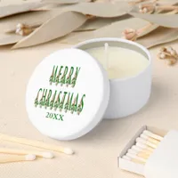 Merry Christmas Holly Holiday Font Soy Wax Mini Candle Favors