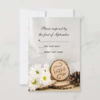 Rustic White Daisies Woodland Wedding RSVP