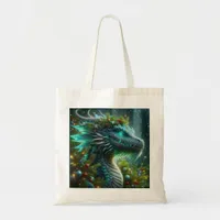 Magical Turquoise Christmas Dragon Tote Bag