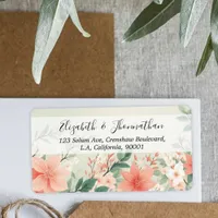 Watercolor Peach Fuzz Greenery Flowers Script Name Label