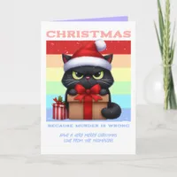 Pastel Party Panic Funny Cat Retro Christmas Photo Holiday Card