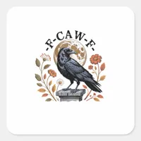F-Caw-F Raven Moon Gothic Halloween Crow Bird Love Square Sticker