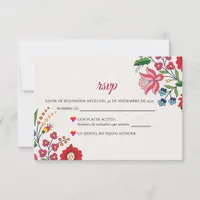 Colorful Floral Botanical Modern Spanish Wedding RSVP Card