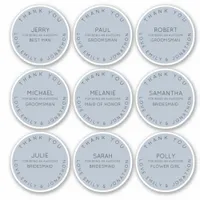 9 Individual Name Thank You Bridal Party Blue Sticker