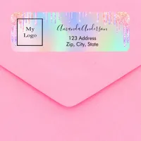 Holographic drips business return address label