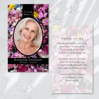 Oval Photo Floral Memorial Prayer Card