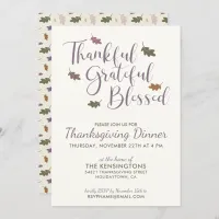 Rustic Autumn Leaves Thanksgiving Dinner Invitation