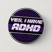 ADHD 80s Music Black Purple Vinyl Record Button