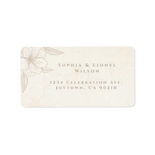 Elegant Minimalist Off White Floral Wedding Label