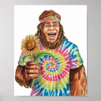 Hippie Sasquatch With Sunflower Poster