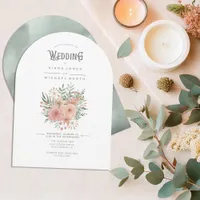 Watercolor Bouquet Wedding Blush Arch ID654 Invitation