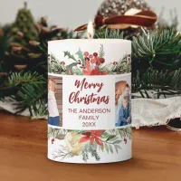 Christmas Botanical Woodland Family 4 Photo  Pillar Candle