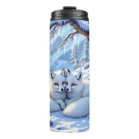Winter Foxes on a Snowy Winter Day  Thermal Tumbler