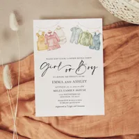 Girl or Boy Boho Clothes Gender Reveal Invitation