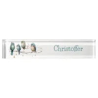 Whimsical Birds on Branches Timeless Elegance Desk Name Plate