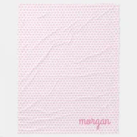 Pink Triangle Checks with Name or Initials Fleece Blanket