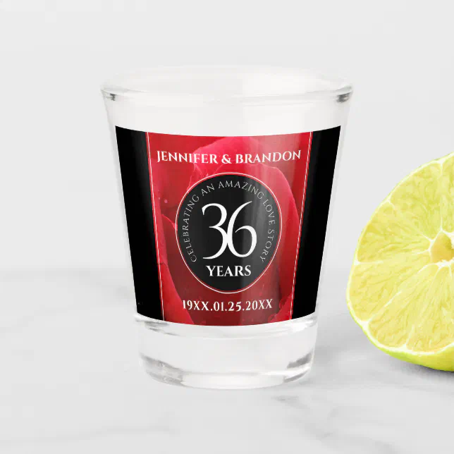 Elegant 36th Rose Wedding Anniversary Celebration Shot Glass