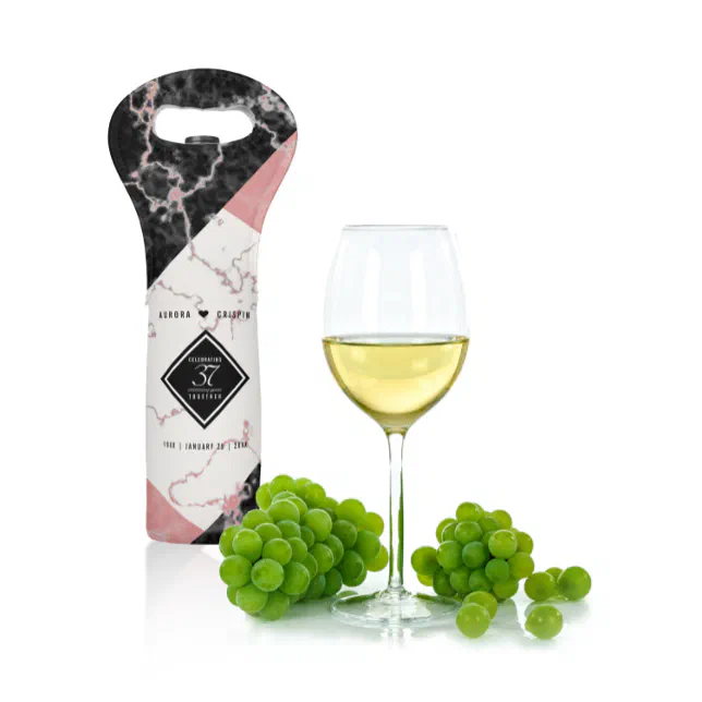 Elegant 37th Alabaster Wedding Anniversary Wine Bag