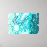 Blue, Turquoise Sea Waves and Bubbles   Canvas Print