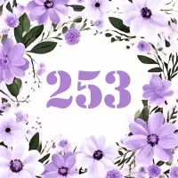 Wheelie Bin Door Number Purple And Lilac Flowers Sticker