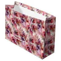 Pink & Purple Floral Alcohol Ink Style Pattern Large Gift Bag