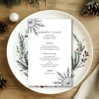 Silver Tone Snowflake Winter Wedding Menu