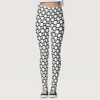 Cool Black and White Checked Female Chef Leggings