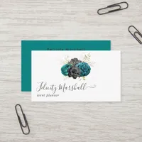 Teal, Black and Gold Gothic Business Card