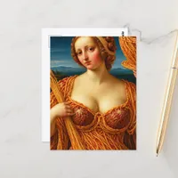 A Woman in a dress made from Spaghetti  Postcard