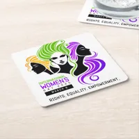 Stylized Colorful Trio of Women IWD 2025 Square Paper Coaster