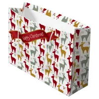 Red Christmas Reindeer Pattern#12 ID1009 Large Gift Bag