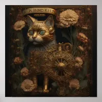 Gothic Steampunk Gold Cat Poster