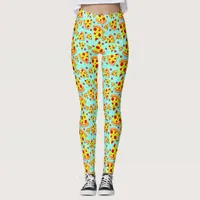 Colorful Emoji Food Pepperoni Pizza Slices Printed Leggings