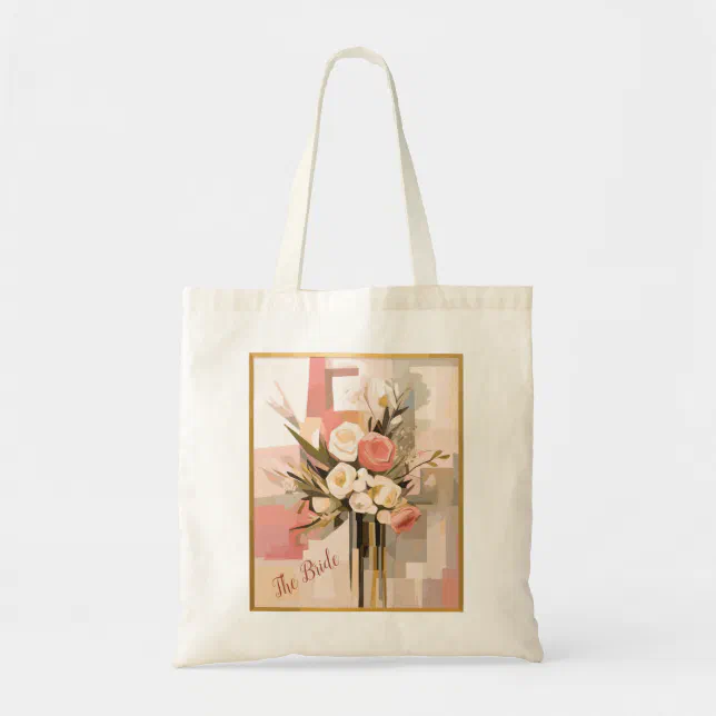 Trendy Elegant Geometric Bridal Flower Bouquet  Tote Bag