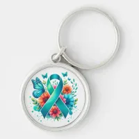 Myasthenia Gravis Teal Awareness Ribbon Keychain