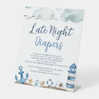 Nautical Late Night Diapers Baby Shower Sign