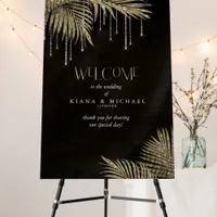 Jewel Palm Leaf Wedding Welcome Gold ID830  Foam Board